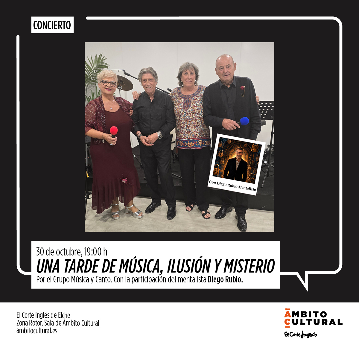 Concierto y espectáculo de Mentalismo con Grupo “Música y Canto” y el mentalista Diego Rubio